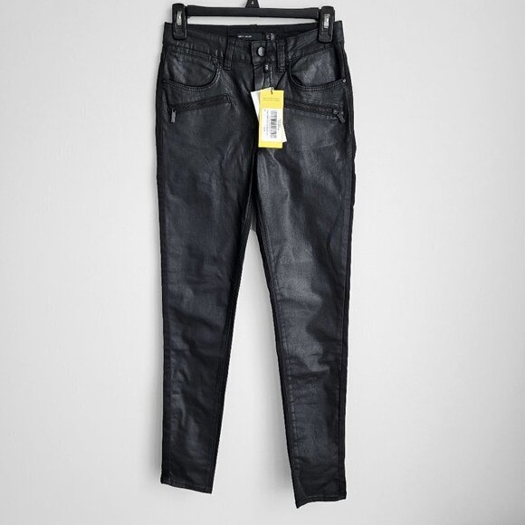 NWT Karen Millen Dark Wash Black Coated Super Skinny Jeans - Picture 1 of 9
